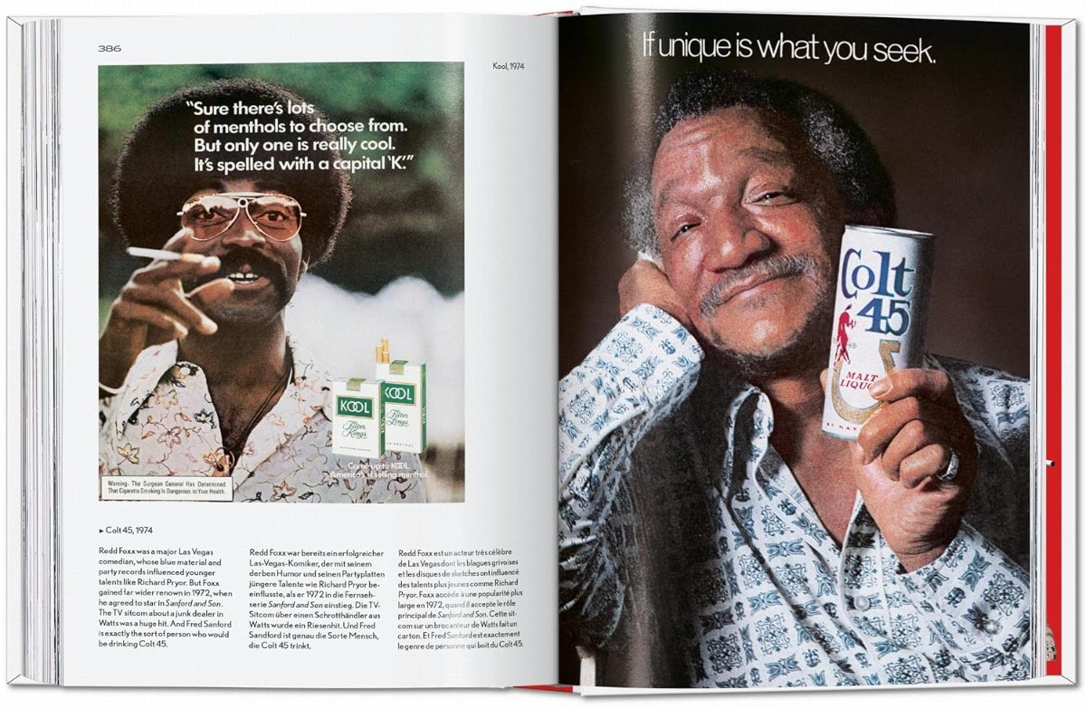 20th century alcohol tobacco ads book open