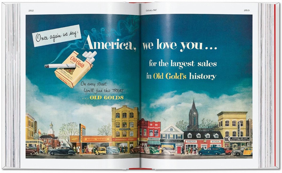 20th century alcohol tobacco ads book open