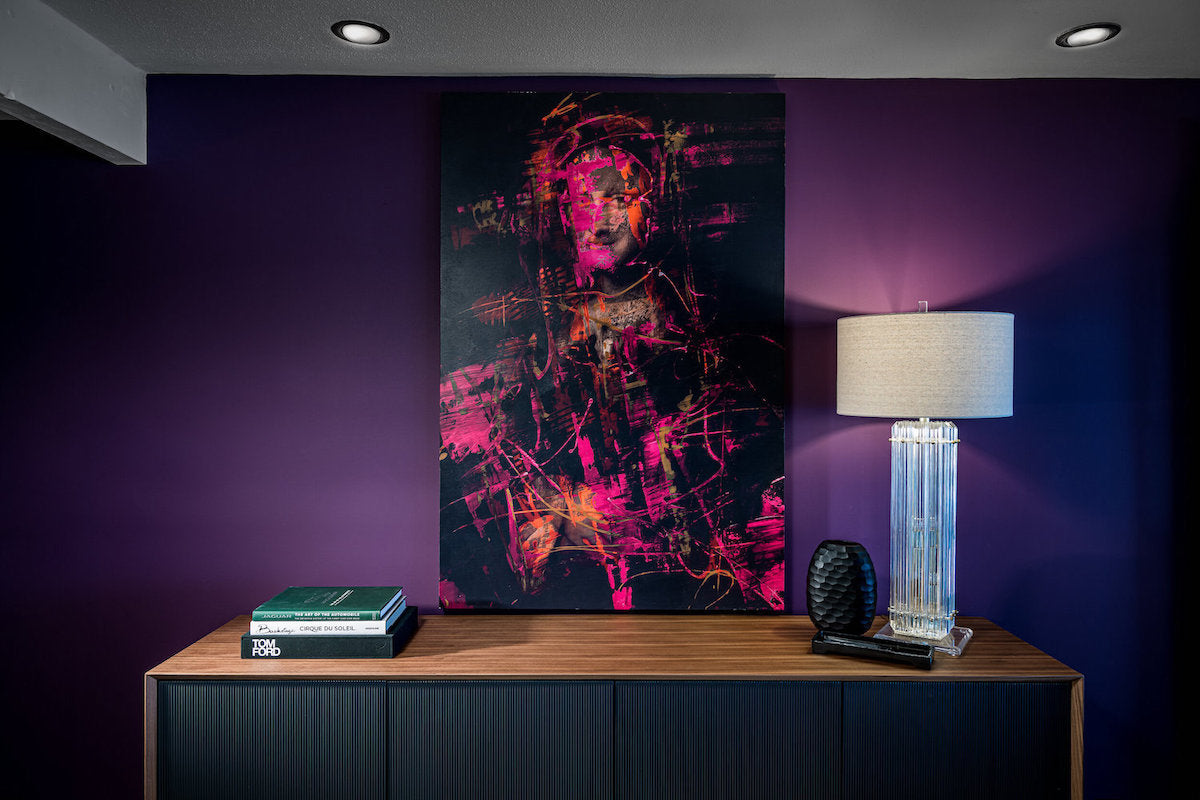 Purple entryway decor