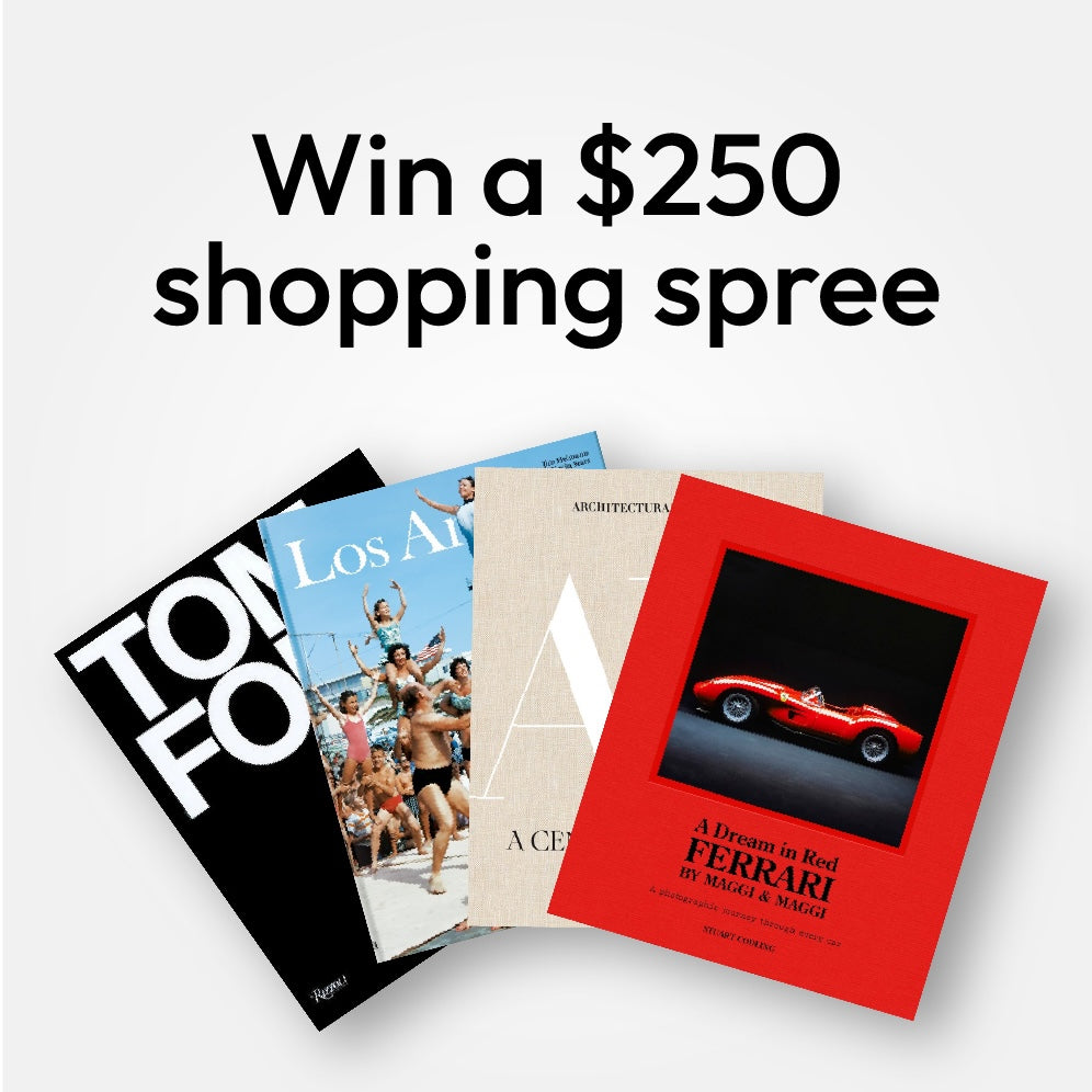 Four books with different covers on a white background, promoting a $250 shopping spree.