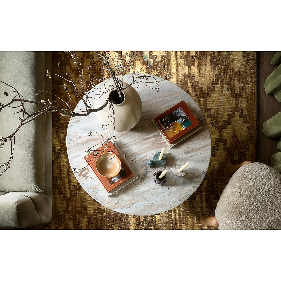 Modern coffee table top view
