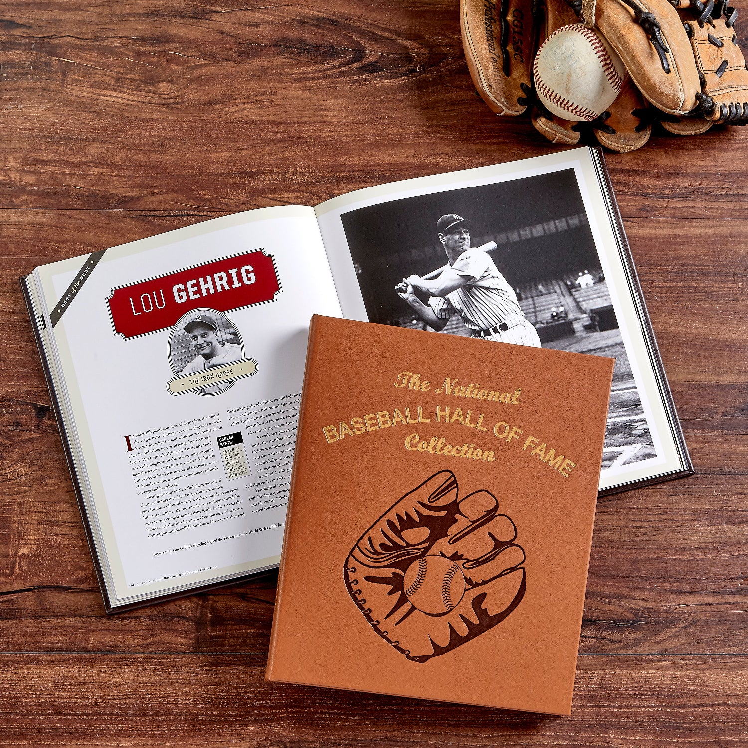 National Baseball Hall of Fame book with glove and baseball